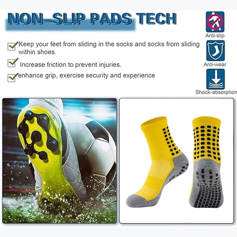 BUKEORE Store 4/6 Pairs Grip Soccer Socks Anti Slip Non Slip Men's Athletic Socks for Football Basketball Sports - Image 4